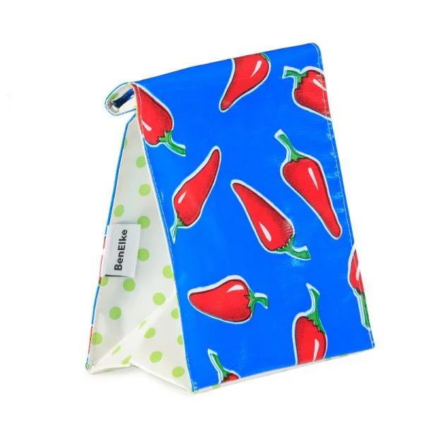 Lunch Bag - Red Chilli on Blue