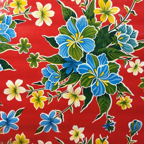 Mexican Oilcloth Hibiscus Red