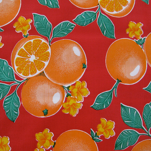 Mexican Oilcloth Oranges Red