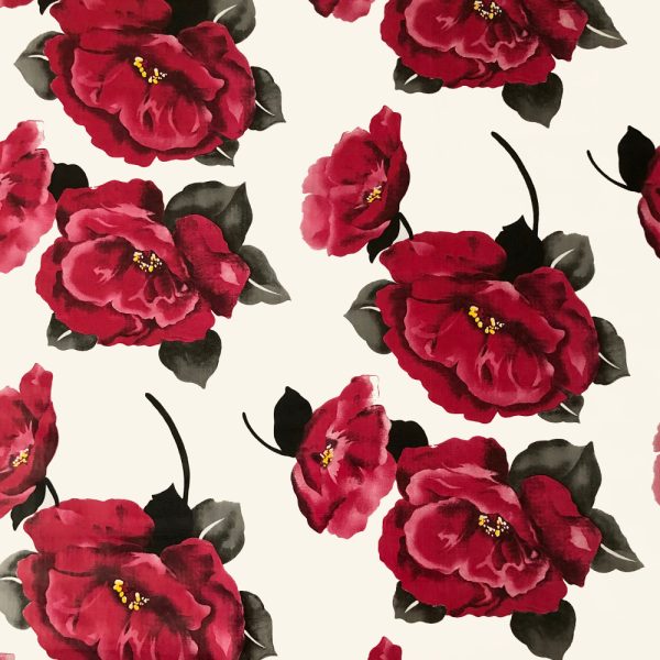 Mexican Oilcloth Red Flower White