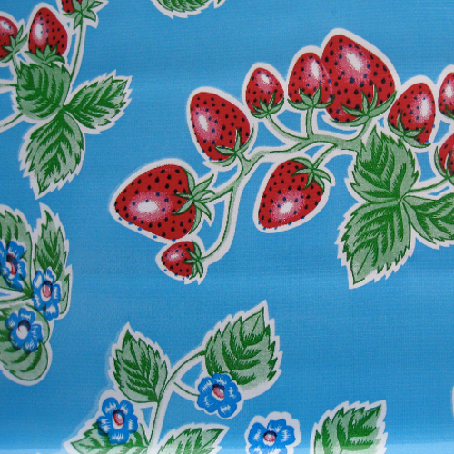 Mexican Oilcloth Strawberries Blue