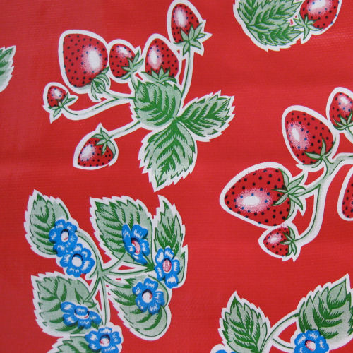 Mexican Oilcloth Strawberries Red