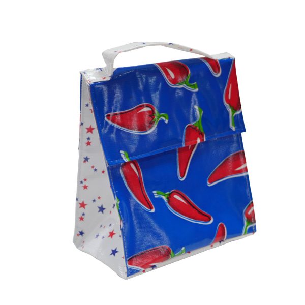 Insulated Lunchbag - Chilli Red on Blue